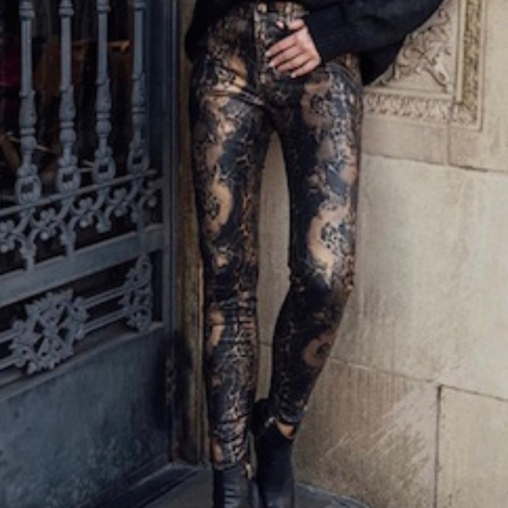 Fidelity Denim Sola Bronze Foil Snakeskin Denim
